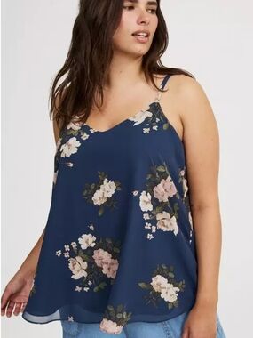 torrid Navy Blue Floral Chiffon Cami